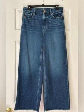 Paige Anessa High Rise Wide Leg Petite Jeans Frayed Hem in Arpeggio Size 29 EUC